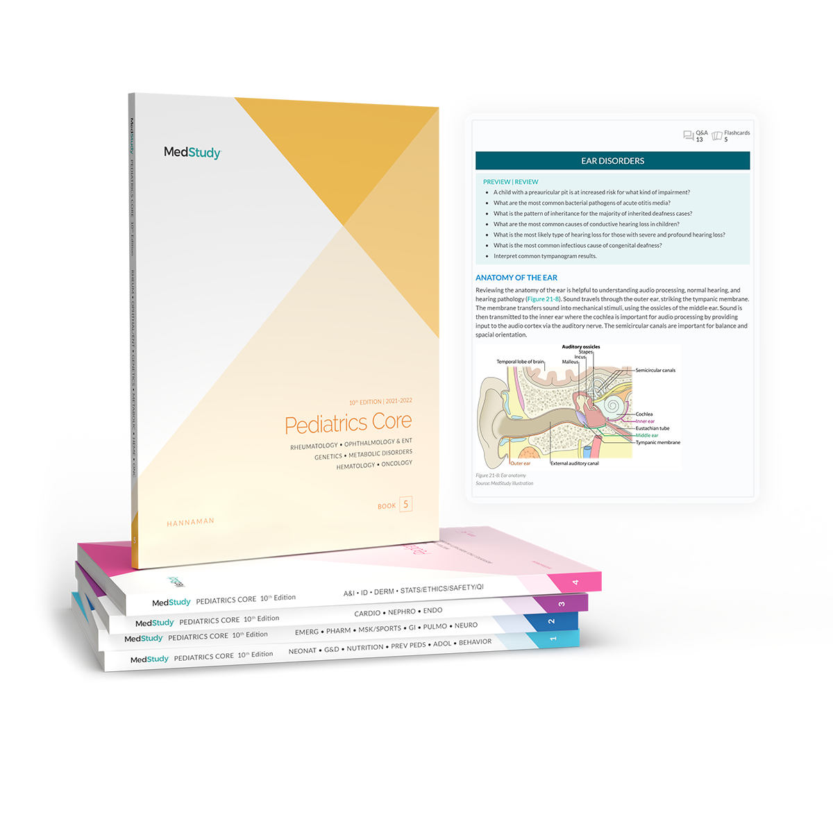 pediatrics core books with the digital core version in a tablet next to books