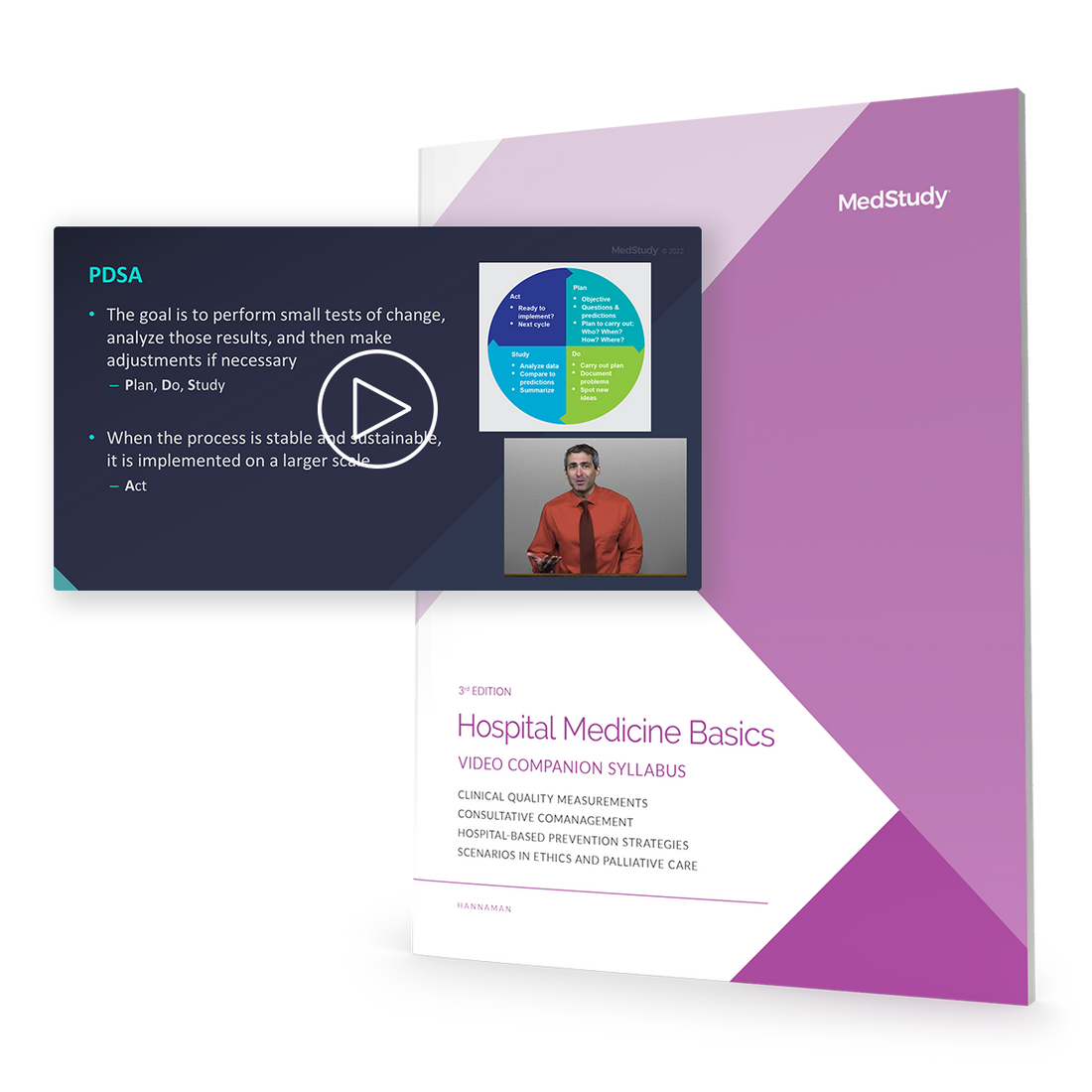 Video still of Hospital Medicine Basics on top of the video companion syllabus
